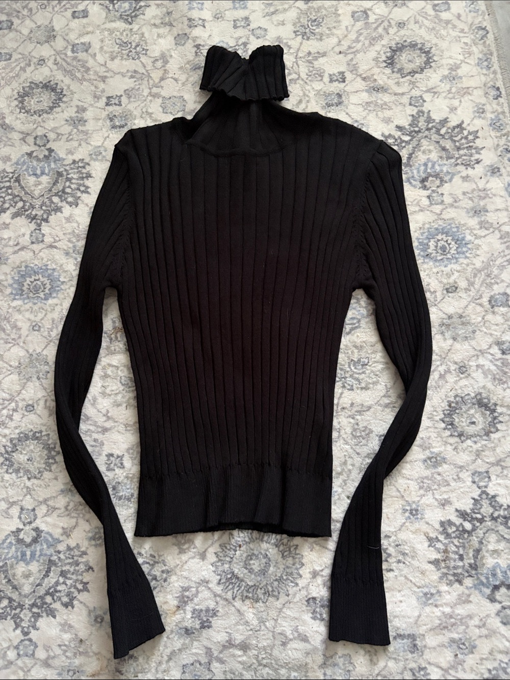 Zara Black Ribbed Funnel Neck Sweater